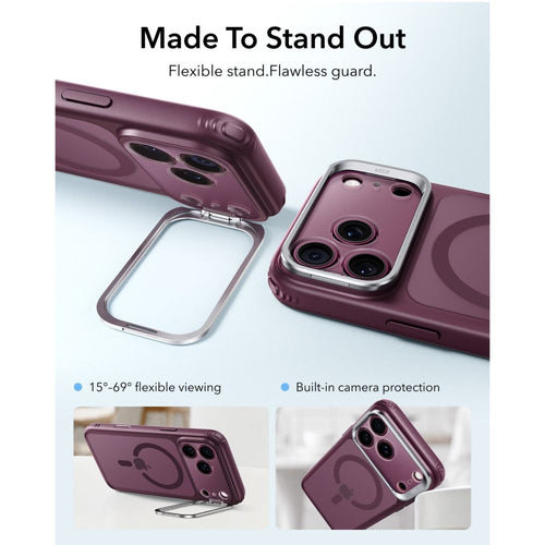 ESR Classic Hybrid Kickstand MagSafe case for iPhone 18 Pro Max / 17 Pro Max - dark cherry matte