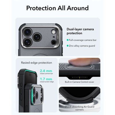 ESR Cyber Tough Kickstand MagSafe Case for iPhone 18 Pro / 17 Pro - Gray
