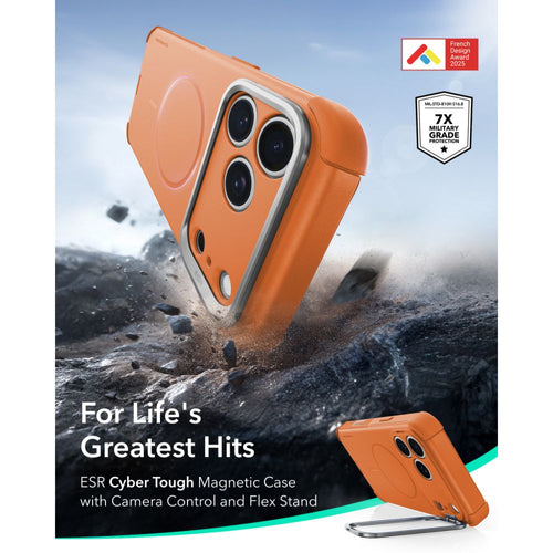 ESR Cyber Tough Kickstand MagSafe Case for iPhone 18 Pro / 17 Pro - Orange
