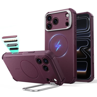 ESR Cyber Tough Kickstand MagSafe case for iPhone 18 Pro Max / 17 Pro Max - dark cherry