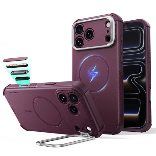 ESR Cyber Tough Kickstand MagSafe case for iPhone 18 Pro Max / 17 Pro Max - dark cherry