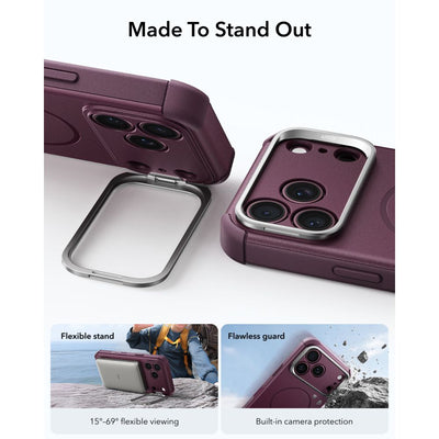 ESR Cyber Tough Kickstand MagSafe case for iPhone 18 Pro Max / 17 Pro Max - dark cherry