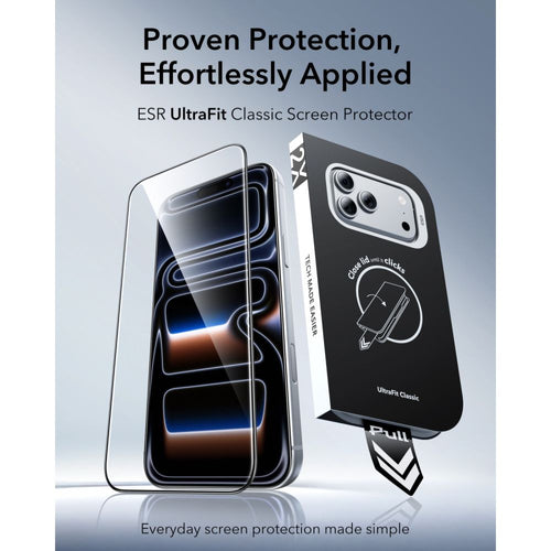 ESR UltraFit Classic 2-Pack Tempered Glass for iPhone 18 Pro / 17 Pro - Black