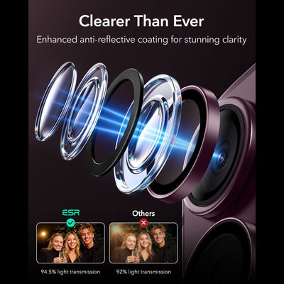 ESR Armorite Camera Protector Tempered Glass for iPhone 18 Pro / 18 Pro Max - Dark Cherry