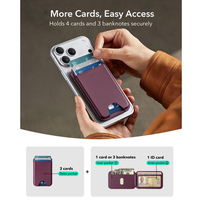 ESR Classic RFID Magnetic MagSafe Wallet - Dark Cherry