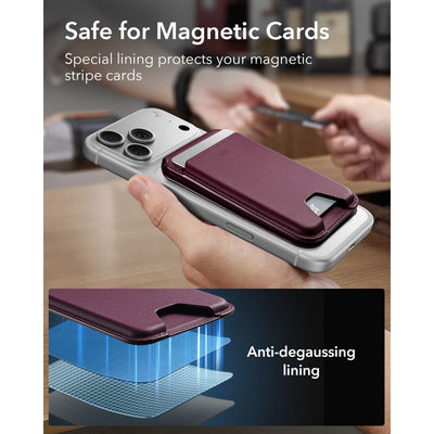 ESR Classic RFID Magnetic MagSafe Wallet - Dark Cherry