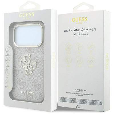Guess 4G & Big Strass Logo Case for iPhone 17 Pro / 18 Pro - Pink