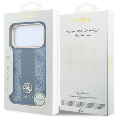 Guess 4G with Stripe Round and Classic Logos MagSafe Case for iPhone 17 Pro Max / 18 Pro Max - Blue