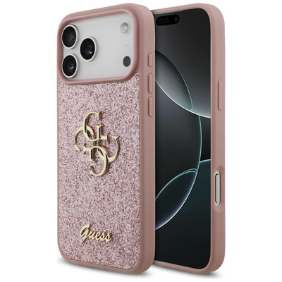 Guess Fixed Glitter Big 4G Case for iPhone 18 Pro Max / 17 Pro Max - Pink