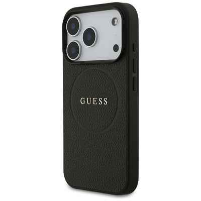 Guess Grained Gold Ring MagSafe Case for iPhone 18 Pro / 17 Pro - Black