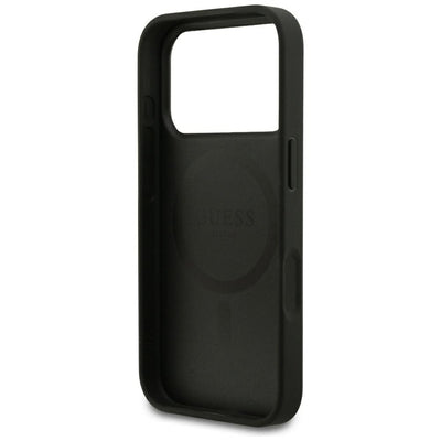 Guess Grained Gold Ring MagSafe Case for iPhone 18 Pro / 17 Pro - Black