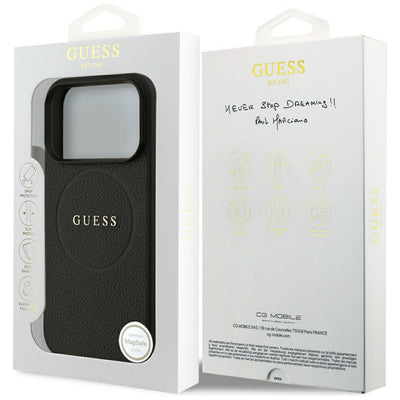 Guess Grained Gold Ring MagSafe Case for iPhone 18 Pro / 17 Pro - Black