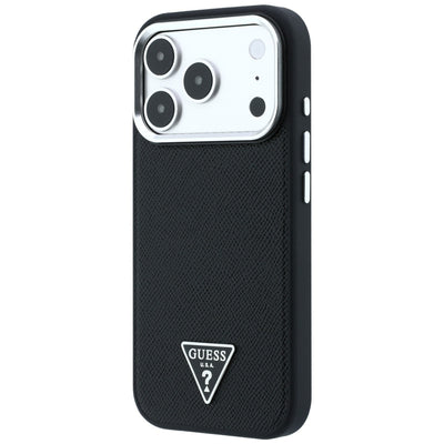 Guess Grained Triangle Logo MagSafe Case for iPhone 17 Pro / 18 Pro - Black