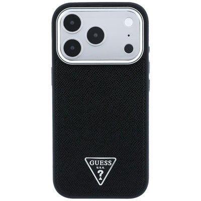 Guess Grained Triangle Logo MagSafe Case for iPhone 17 Pro / 18 Pro - Black