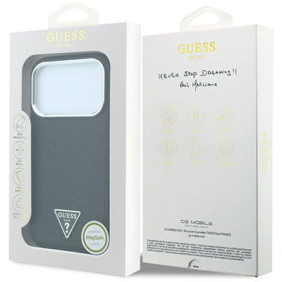 Guess Grained Triangle Logo MagSafe Case for iPhone 17 Pro / 18 Pro - Black
