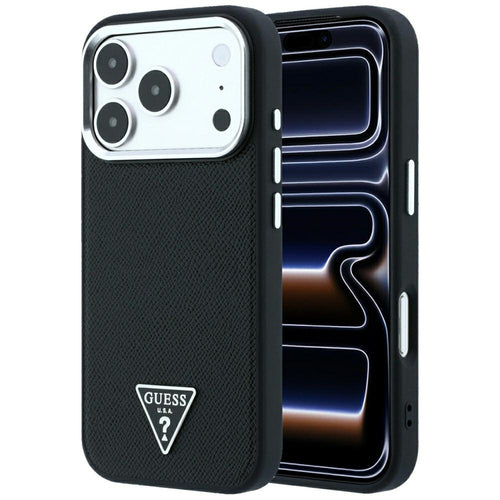 Guess Grained Triangle Logo MagSafe Case for iPhone 17 Pro Max / 18 Pro Max - Black