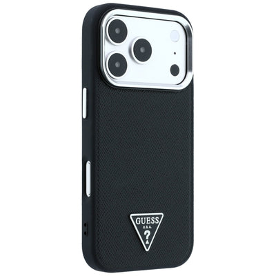 Guess Grained Triangle Logo MagSafe Case for iPhone 17 Pro Max / 18 Pro Max - Black