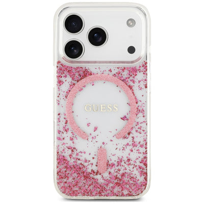 Guess Resin Bottom Glitter MagSafe Case for iPhone 18 Pro / 17 Pro - Pink