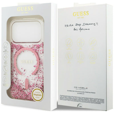 Guess Resin Bottom Glitter MagSafe Case for iPhone 18 Pro Max / 17 Pro Max - Pink