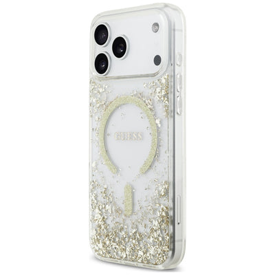 Guess Resin Bottom Glitter MagSafe Case for iPhone 18 Pro Max / 17 Pro Max - Gold
