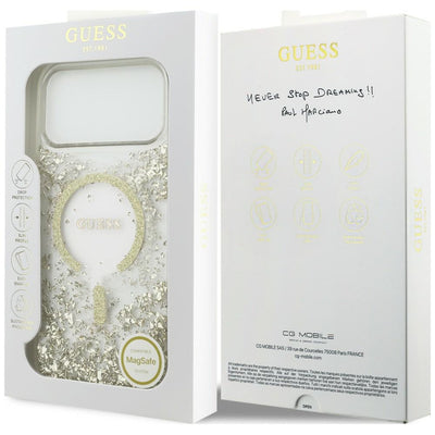 Guess Resin Bottom Glitter MagSafe Case for iPhone 18 Pro Max / 17 Pro Max - Gold