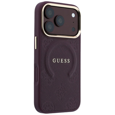 Guess Saffiano Peony & Ring MagSafe case for iPhone 17 Pro / 18 Pro - burgundy