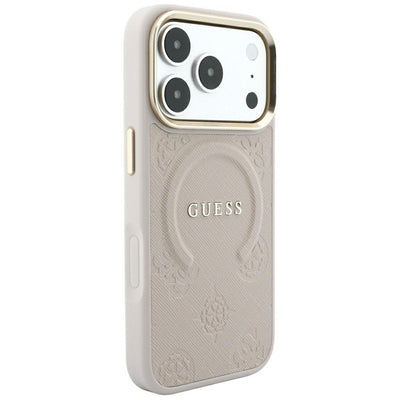Guess Saffiano Peony & Ring MagSafe case for iPhone 17 Pro / 18 Pro - pink