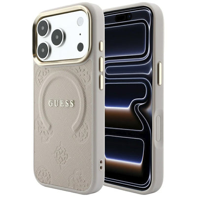 Guess Saffiano Peony & Ring MagSafe Case for iPhone 17 Pro Max / 18 Pro Max - Pink