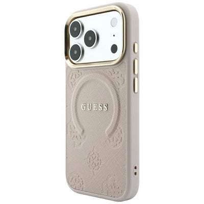 Guess Saffiano Peony & Ring MagSafe Case for iPhone 17 Pro Max / 18 Pro Max - Pink
