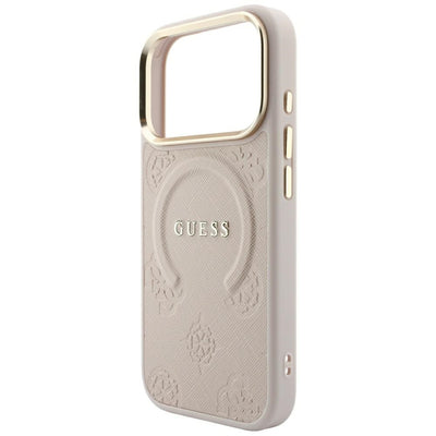 Guess Saffiano Peony & Ring MagSafe Case for iPhone 17 Pro Max / 18 Pro Max - Pink