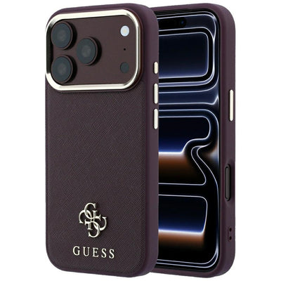 Guess Saffiano Small 4G & Classic Logo MagSafe Case for iPhone 18 Pro / 17 Pro - Burgundy