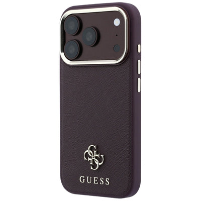 Guess Saffiano Small 4G & Classic Logo MagSafe Case for iPhone 18 Pro / 17 Pro - Burgundy