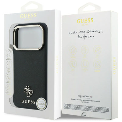 Guess Saffiano Small 4G & Classic Logo MagSafe Case for iPhone 17 Pro Max / 18 Pro Max - Black