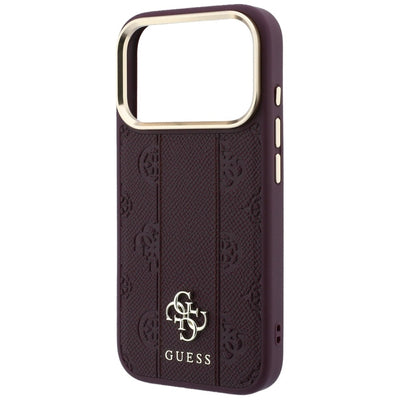 Guess Stripe Peony 4G Logo MagSafe Case for iPhone 18 Pro / 17 Pro - Burgundy