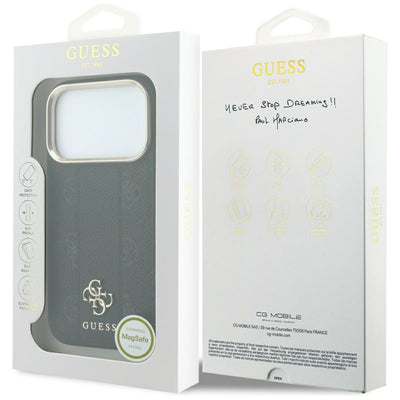 Guess Stripe Peony 4G Logo MagSafe Case for iPhone 17 Pro Max / 18 Pro Max - Black