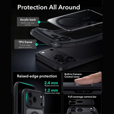 ESR Classic Hybrid MagSafe Case for iPhone 18 Pro / 17 Pro - Clear Black