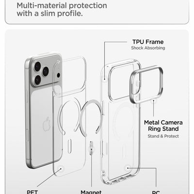 Spigen Ultra Hybrid Optik S MagSafe Case for iPhone 18 Pro Max / 17 Pro Max - Transparent Silver