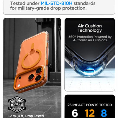 Spigen Ultra Hybrid Optik S MagSafe Case for iPhone 18 Pro / 17 Pro - Transparent Orange