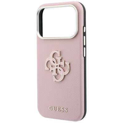 Guess Grained & Big Resin Logo Case for iPhone 18 Pro / 17 Pro - Pink
