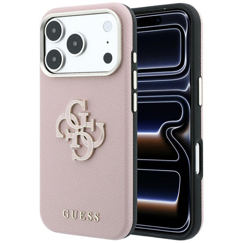 Guess Grained & Big Resin Logo Case for iPhone 18 Pro Max / 17 Pro Max - Pink