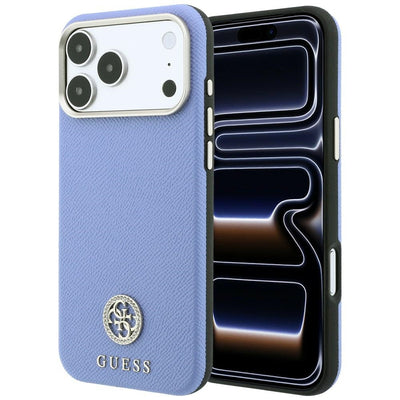 Guess Grained Round Strass Logo MagSafe Case for iPhone 18 Pro Max / 17 Pro Max - Blue
