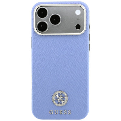 Guess Grained Round Strass Logo MagSafe Case for iPhone 18 Pro Max / 17 Pro Max - Blue