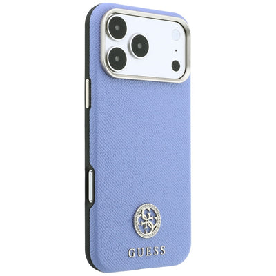Guess Grained Round Strass Logo MagSafe Case for iPhone 18 Pro Max / 17 Pro Max - Blue