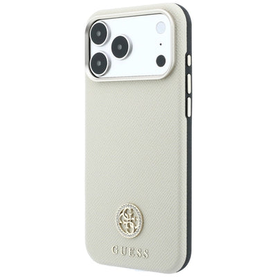 Guess Grained Round Strass Logo MagSafe Case for iPhone 18 Pro Max / 17 Pro Max - Beige