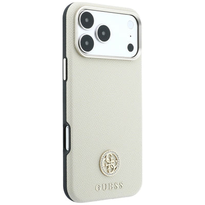 Guess Grained Round Strass Logo MagSafe Case for iPhone 18 Pro Max / 17 Pro Max - Beige