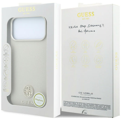 Guess Grained Round Strass Logo MagSafe Case for iPhone 18 Pro Max / 17 Pro Max - Beige