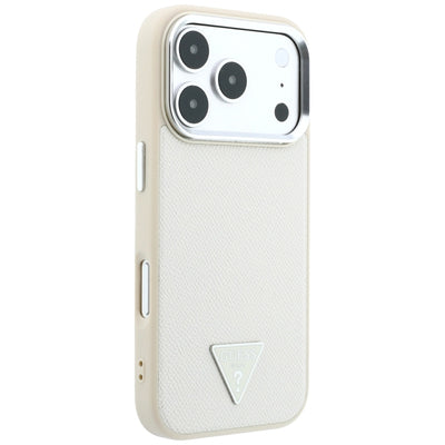 Guess Grained Triangle Logo MagSafe Case for iPhone 18 Pro / 17 Pro - Beige