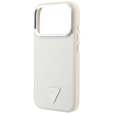 Guess Grained Triangle Logo MagSafe Case for iPhone 18 Pro / 17 Pro - Beige