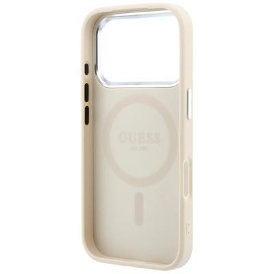 Guess Grained Triangle Logo MagSafe Case for iPhone 18 Pro Max / 17 Pro Max - Beige