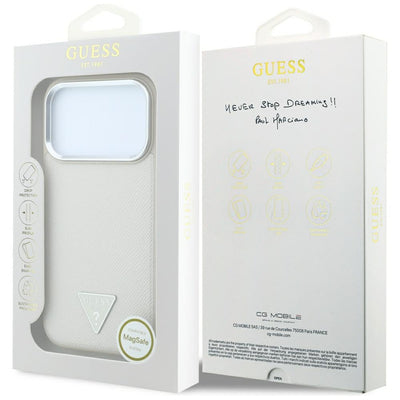 Guess Grained Triangle Logo MagSafe Case for iPhone 18 Pro Max / 17 Pro Max - Beige